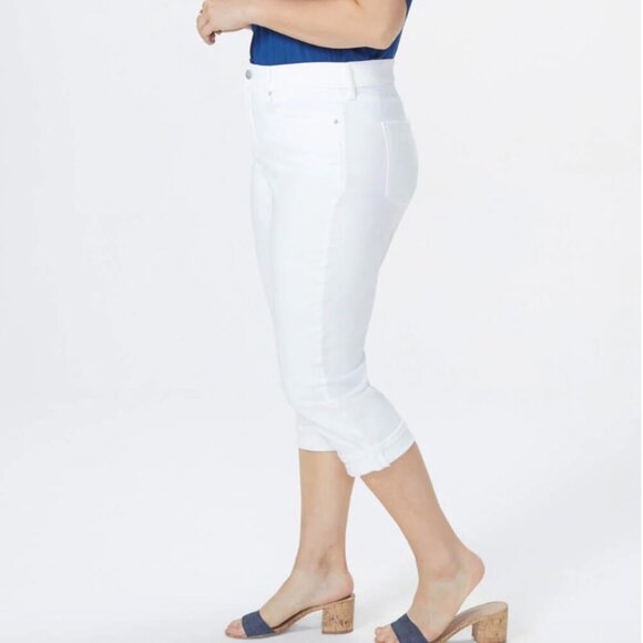 NWT NYDJ Marilyn Straight Crop Jeans w/ Cuffs in Optic White - Picture 7 of 8